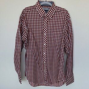 Johnston & Murphy Burnt Orange and White Checkered Shirt